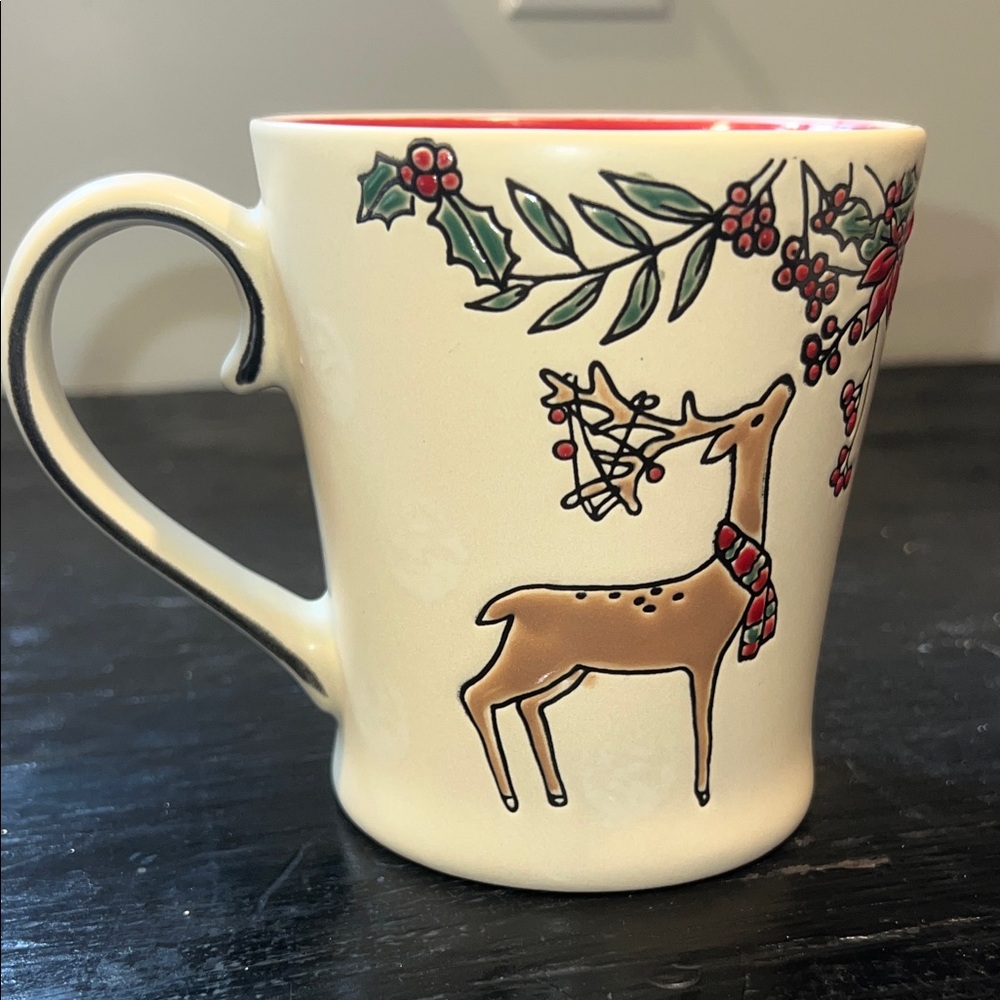 Festive Reindeer Mug Dark Cream and Cranberry @12 oz